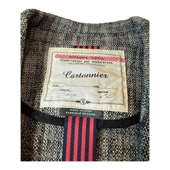 Anthropologie Cartonnier Levine Knit Blazer Black White Tweed Knit Size 10 - Picture 6 of 16